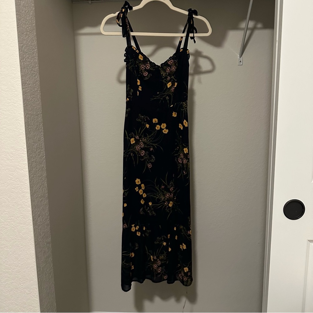 Reformation Black Floral Maxi Dress with Yellow Accents - Picture 11 of 14